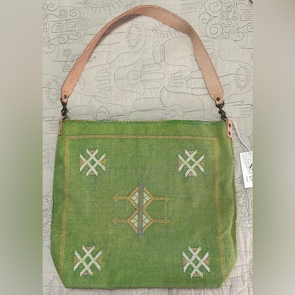 NWT Jenna Bee x Free People Cactus Silk Tote Green - Picture 3 of 11